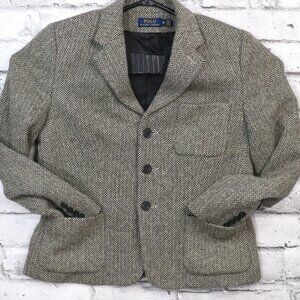 Polo Ralph Lauren Wool Bend Herringbone 3 Button Blazer Women's SZ 12  18x25